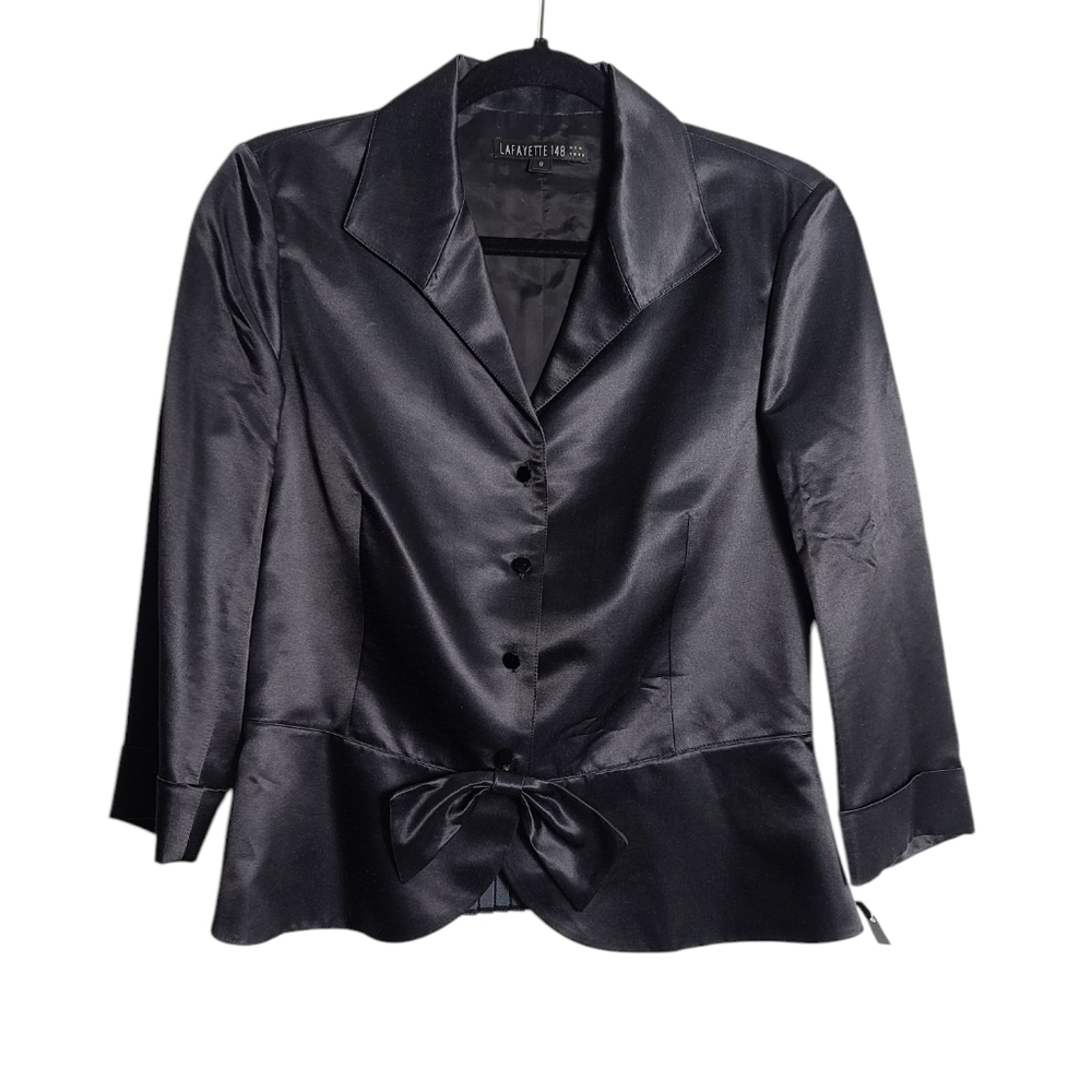 LAFAYETTE 148 New York NWT 100% Silk Blazer w/ Bow Detail Size 6
